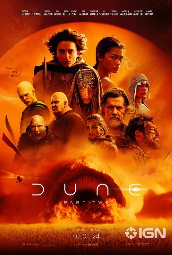 Locandina film Dune parte due di Denis Villeneuve tratto dal romanzo Dune di Frank Herbert