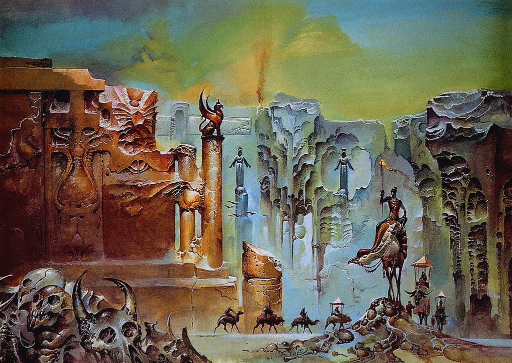 Illustrazione di Bruce Pennington per il romanzo L'artiglio del conciliatore di Gene Wolfe