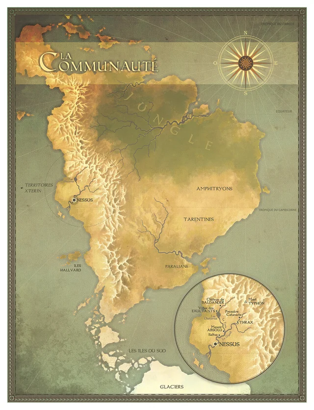 mappa del commonwealth di Stephane Arson per libro del nuovo sole di gene wolfe